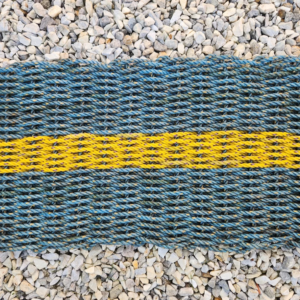 Blue and Yellow Woven Door Mat
